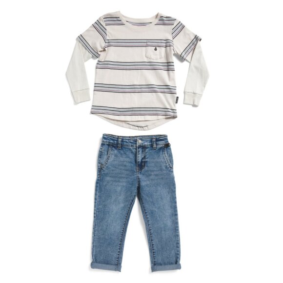 VOLCOM Multi Little Boys 2pc Top And Jeans Set - Picture 1 of 2